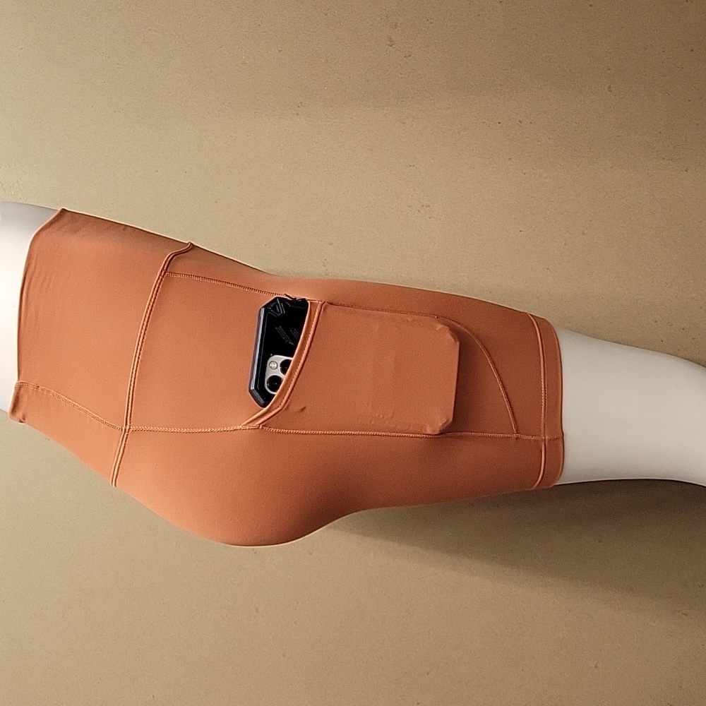 Women's High-Waisted Orange Shorts - Picture 4 of 9